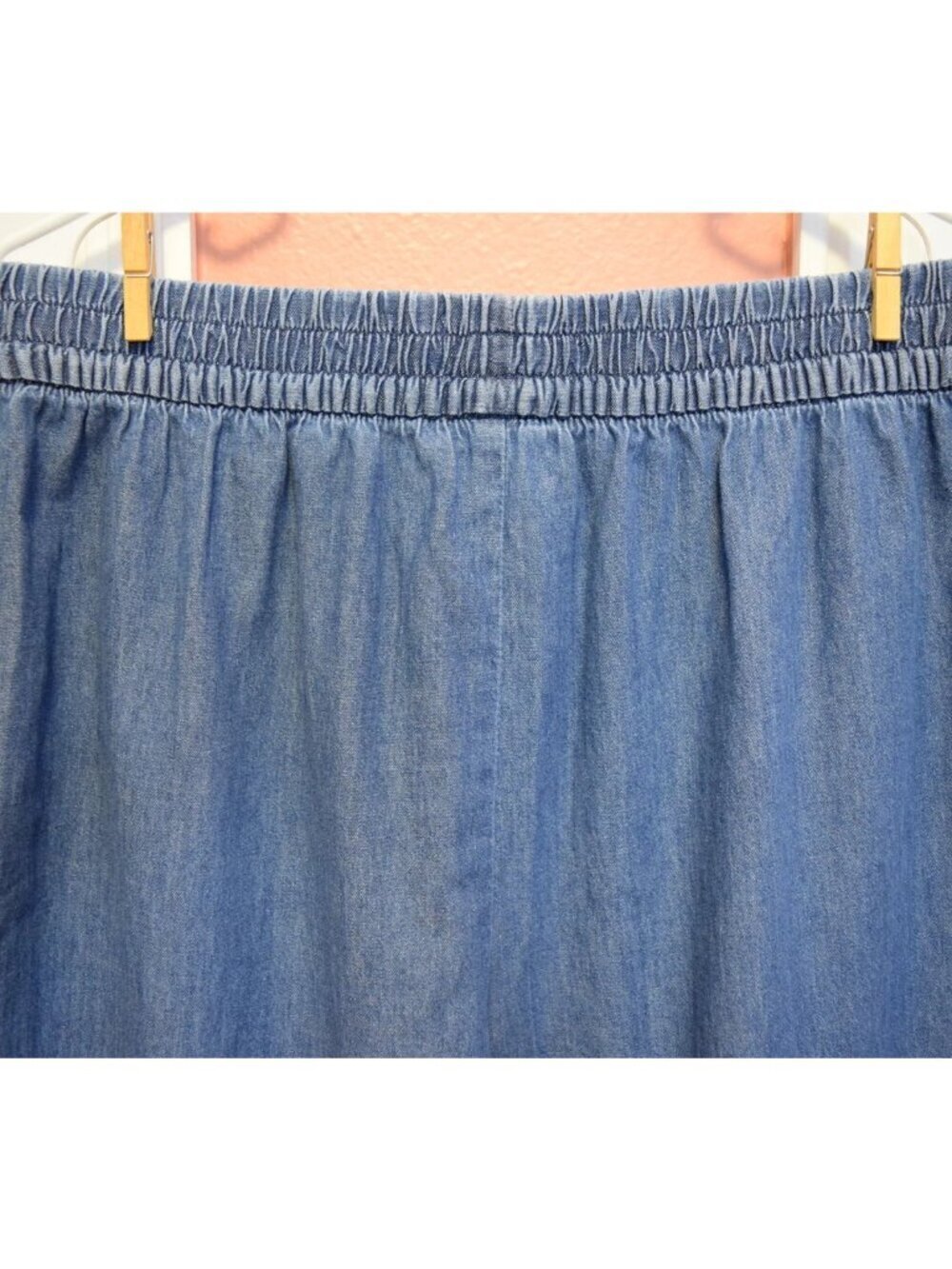 NEW MICHAEL KORS CHAMBRAY CROPPED WIDE LEG PULL ON BLUE COTTON PANTS - Picture 8 of 11